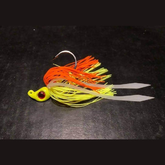 10 Glow Yellow Chartreuse Manic Mullet 3/8oz Teasers with 5/0 Black Nickel Hooks and skirts - Jigs Tackle