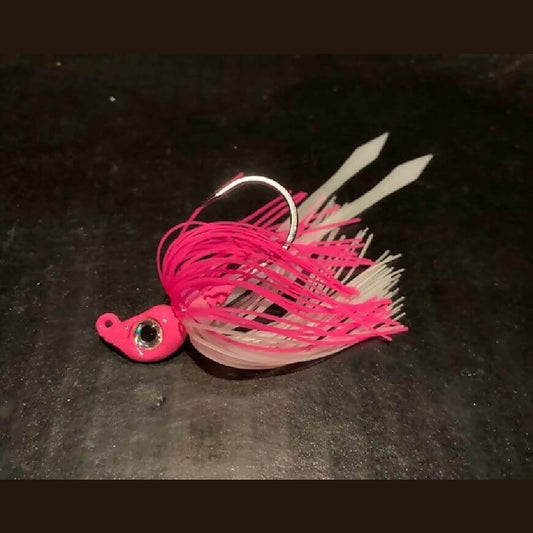 10 Hot Pink Manic Mullet 3/8oz Teasers with 5/0 Black Nickel Hooks and skirts - Jigs Tackle