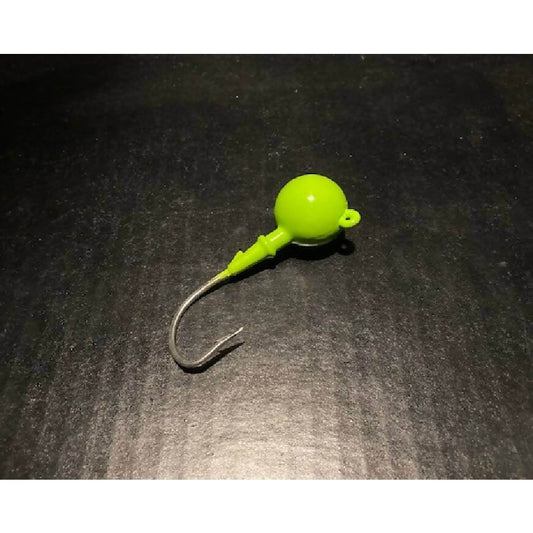 10 Pack Glow Green Chartreuse Fluke Flounder Round Gulp Ball Jigs from 1oz to 6oz - Jigs Tackle