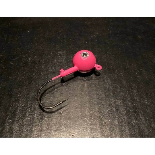 10 Pack Glow Hot Pink Fluke / Flounder Gulp Ball Jigs W/ 3 - D Eyes from 3/4oz to 10oz Black Nickel Hooks - Jigs Tackle