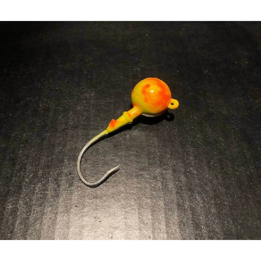 10 Pack Glow Yellow & Orange Fluke Flounder Round Gulp Ball Jigs from 1oz to 6oz - Jigs Tackle