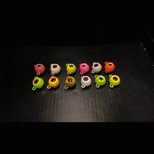 10 Painted Fluke Ear Balls Flounder Jig Head from 2oz to 8oz With 3 - D Eyes - Jigs Tackle