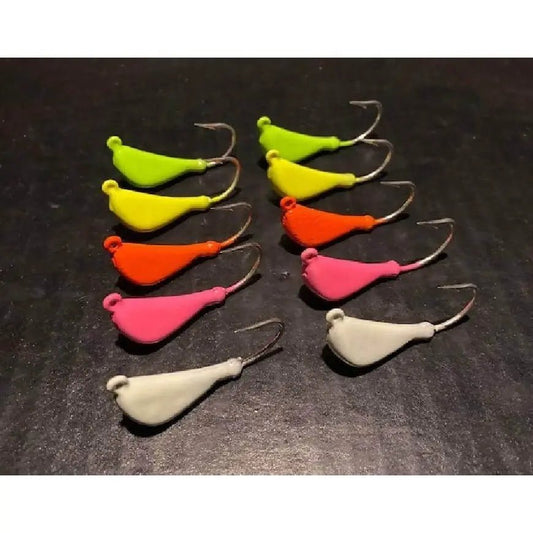 10 Banana Tog Jigs GLOW Pack 2 of each Glow Color pictured 1/8oz to 2oz With Mustad Duratin Hooks - Jigs Tackle