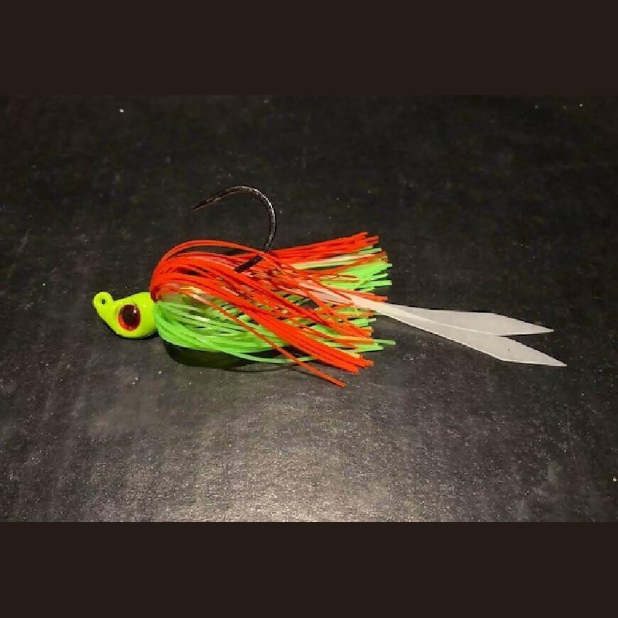 10 Chartreuse Green Manic Mullet 3/8oz Teasers with 5/0 Black Nickel Hooks and skirts - Jigs Tackle