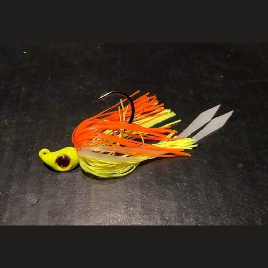 10 Chartreuse Yellow Manic Mullet 3/8oz Teasers with 5/0 Black Nickel Hooks and skirts - Jigs Tackle