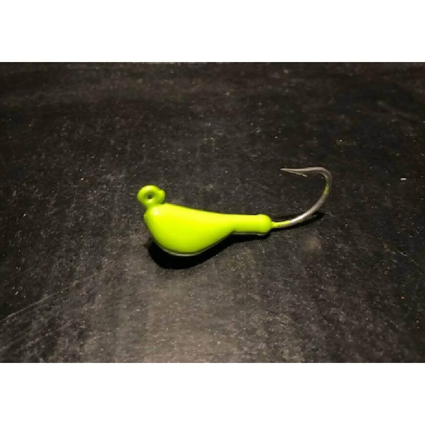 10 GLOW Green Chartreuse Banana Jigs Tog Blackfish from 1/8oz to 2oz With Mustad Duratin Hooks - Jigs Tackle