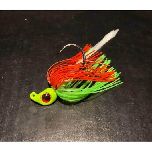 10 Glow Green Chartreuse Manic Mullet 3/8oz Teasers with 5/0 Black Nickel Hooks and skirts - Jigs Tackle