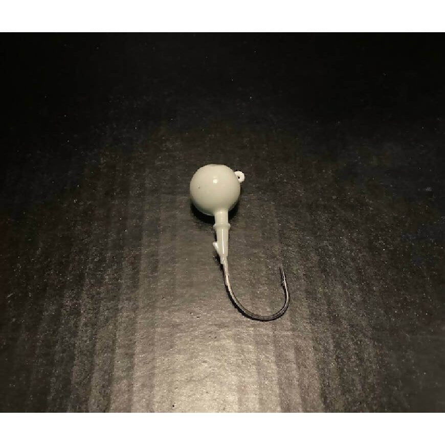 10 Pack Fluke / Flounder GLOW White Round Gulp Ball Jigs from 1oz to 6oz Black Nickel Ultra Point Hooks - Jigs Tackle
