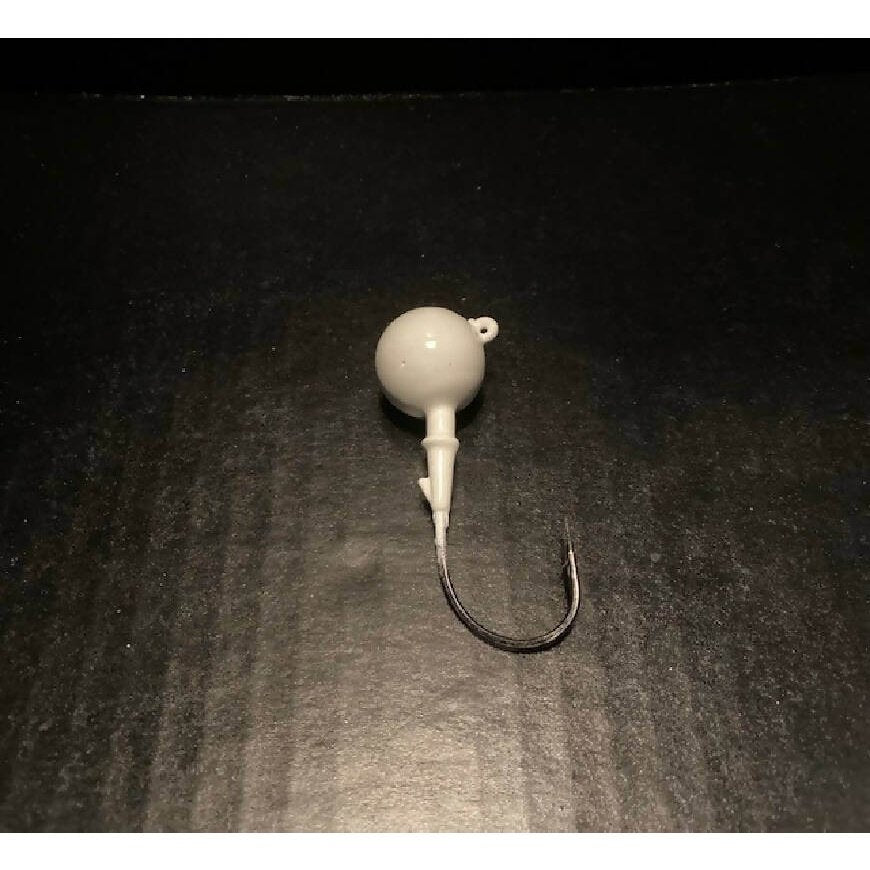10 Pack Fluke / Flounder White Round Gulp Ball Jigs from 1oz to 6oz Black Nickel Ultra Point Hooks - Jigs Tackle