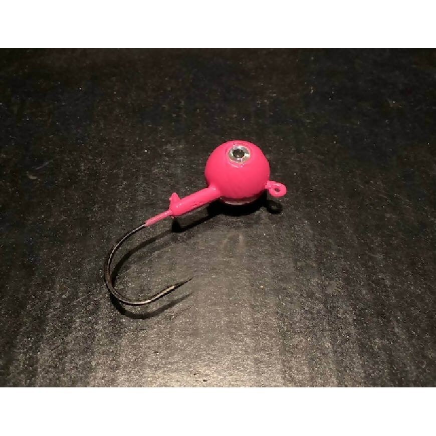 10 Pack Hot Pink Fluke / Flounder Gulp Ball Jigs W/ 3 - D Eyes from 3/4oz to 10oz Black Nickel Hooks - Jigs Tackle