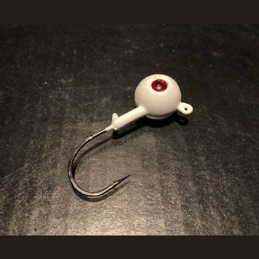 10 Pack White Fluke / Flounder Gulp Ball Jigs W/ 3 - D Eyes from 3/4oz to 10oz Black Nickel Hooks - Jigs Tackle