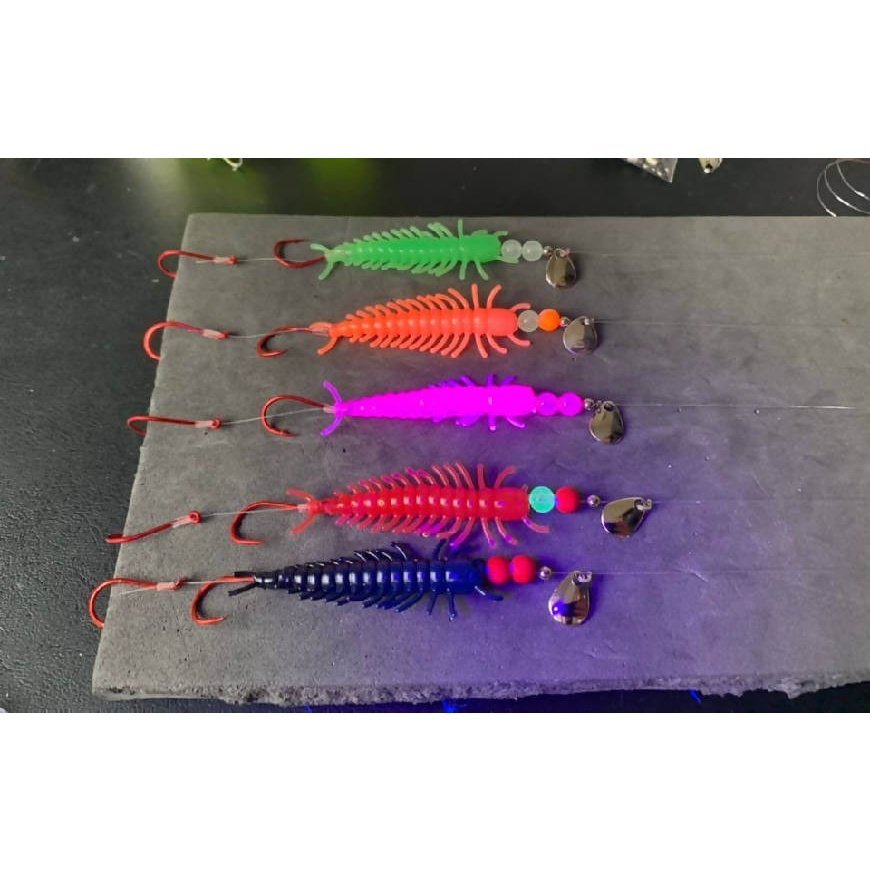 5 Pack 2” hellgrammites GLOW - Little Captains Kokanee Tackle