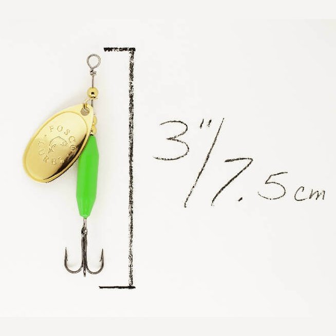 Green Spinner • Polished Brass Blade • #3 by Fosco Fishing Lures - Fishing,Hand Made,Tackle