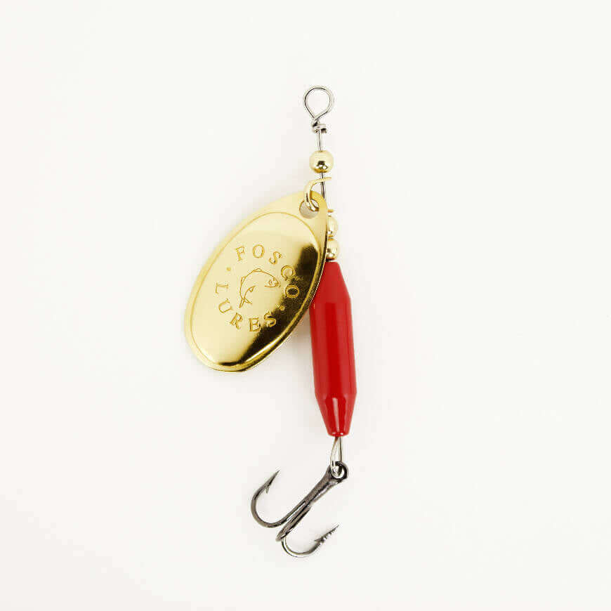 Red Spinner • Polished Brass Blade • #3 by Fosco Fishing Lures - Fishing,Hand Made,Tackle