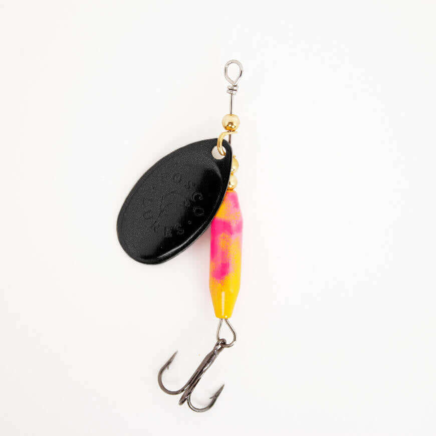 Pink Lemonade Spinner • Black Blade • #3 by Fosco Fishing Lures - Fishing,Hand Made,Tackle