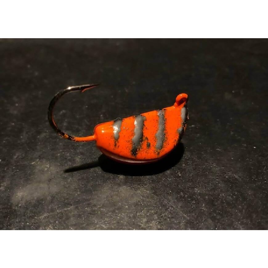 10 Blaze Orange Tog / Blackfish Jigs Tiger Stripe from 1/2oz to 4oz W/ Ultra Point Black Nickel Hooks-Crafty Fisherman