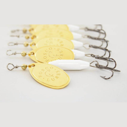 White Spinner • Polished Brass Blade • #3 by Fosco Fishing Lures - Fishing,Hand Made,Tackle