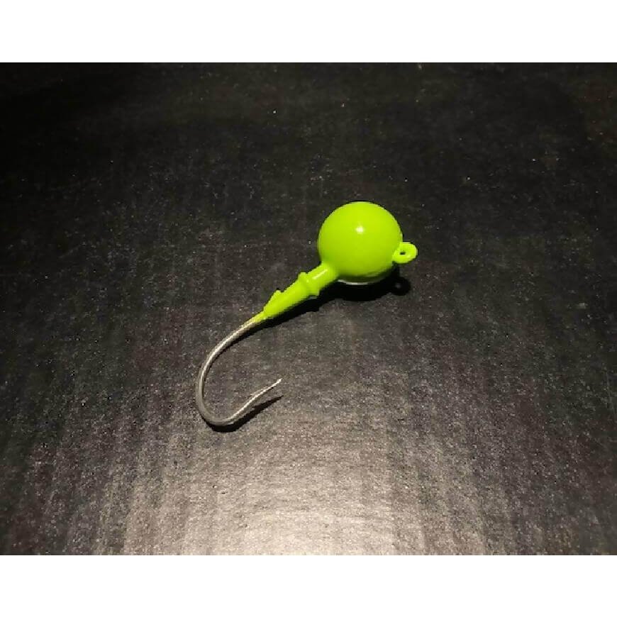 10 Pack Chartreuse Green Fluke Flounder Round Gulp Ball Jigs from 1oz to 6oz-Crafty Fisherman