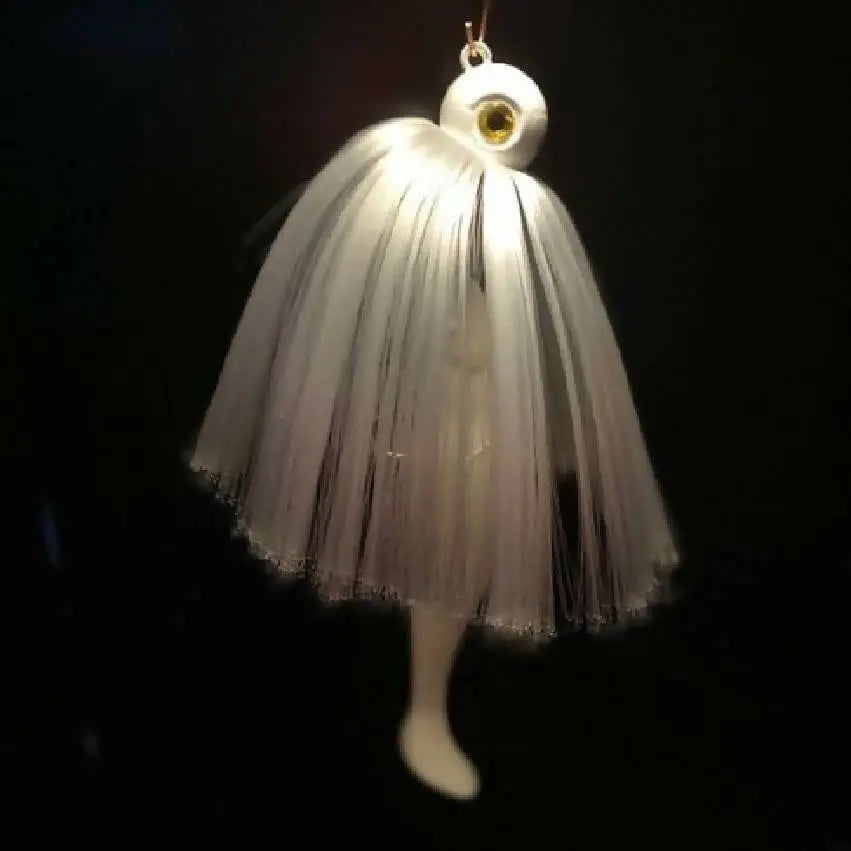 Mojo Lure FREE SHIPPING 2oz to 16oz, 9in shad, 2 10/0 hooks White W/straight white nylon by Jigs Tackle - castable umbrella rig,Fishing,Hand Made,Mojo,Sassy Shad,Striped Bass,Striper,Tackle,Trolling,umbrella rig