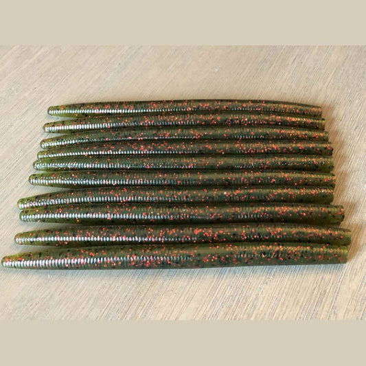 Watermelon Red - Stick Worm by Robichaud’s Custom Baits - bait,fish,Fishing,Hand Made,rcb,soft plastic,stick,stick worm,Tackle,watermelon,worm