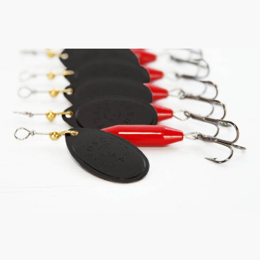 Red Spinner • Black Blade • #3 by Fosco Fishing Lures - Fishing,Hand Made,Tackle