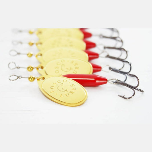 Red Spinner • Polished Brass Blade • #3 by Fosco Fishing Lures - Fishing,Hand Made,Tackle