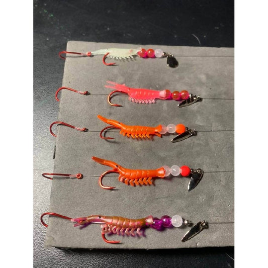 Micro Shrimp COMBO Pack 5 Colors GLOW by Little Captains Kokanee Tackle - #littlecaptainskokaneetackle,bladed jigs,craws & creatures,Fishing,flipping & casting jigs,grubs,Hand Made,inline spinners,saltwater rigs,saltwater soft baits,saltwater trolling,Tac