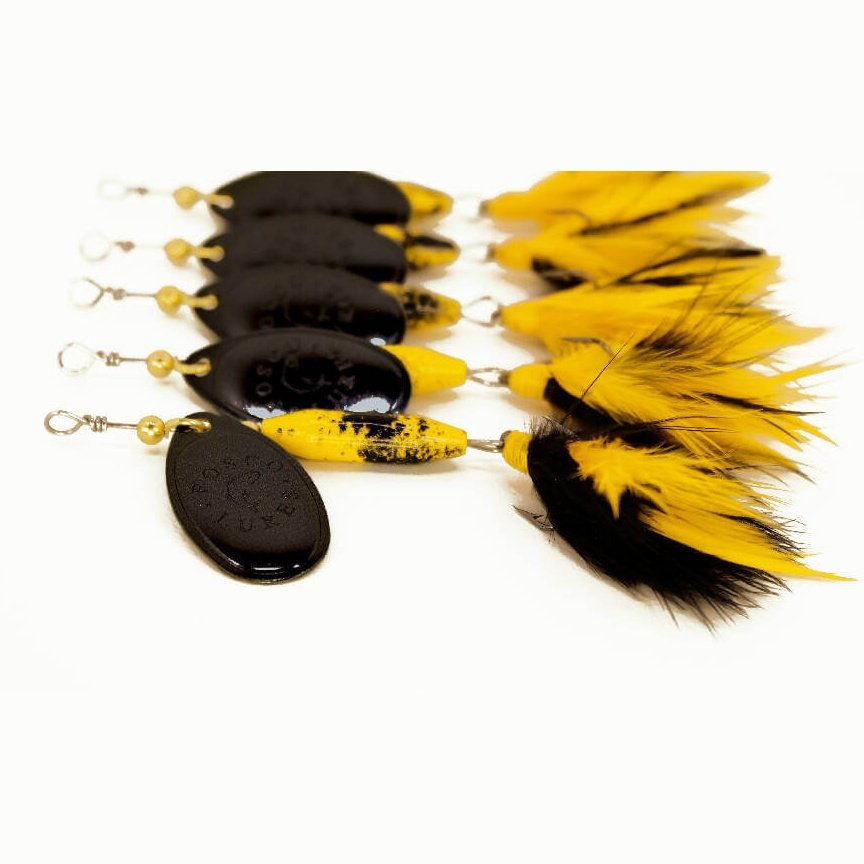 Stinger Spinner • Black Blade • #3 • Dressed by Fosco Fishing Lures - black,dressed,Fishing,Hand Made,spinner,stinger,Tackle,using