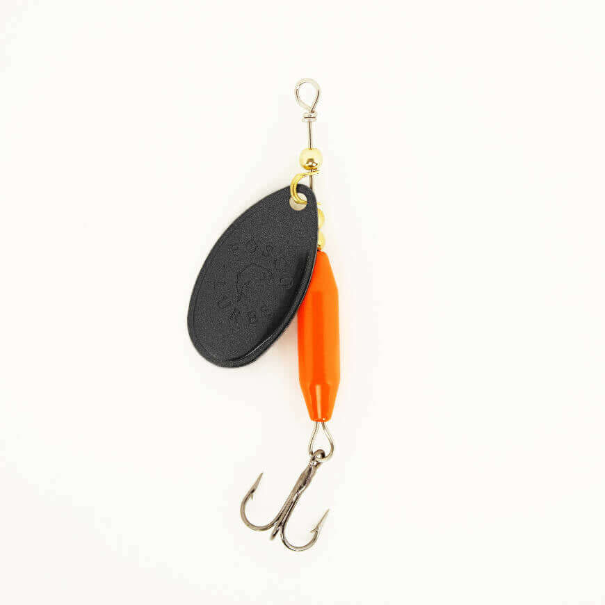 Brite Orange Spinner • Black Blade • #3-Crafty Fisherman