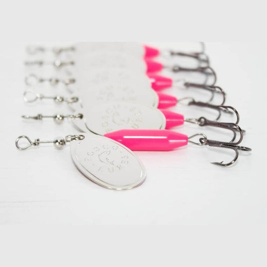 Pink Spinner • Nickel Blade • #3 by Fosco Fishing Lures - Fishing,Hand Made,Tackle