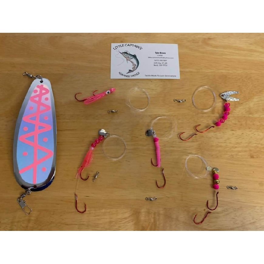 Neon Glow Pink Kokanee kit by Little Captains Kokanee Tackle - #littlecaptainskokaneetackle,Fishing,Hand Made,inline spinners,saltwater trolling,Tackle,trolling spoon