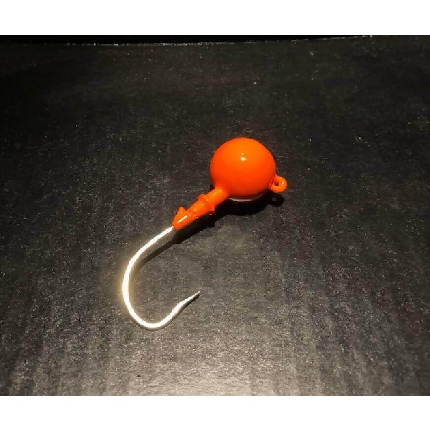 10 Pack Blaze Orange Fluke Flounder Round Gulp Ball Jigs from 1oz to 6oz-Crafty Fisherman