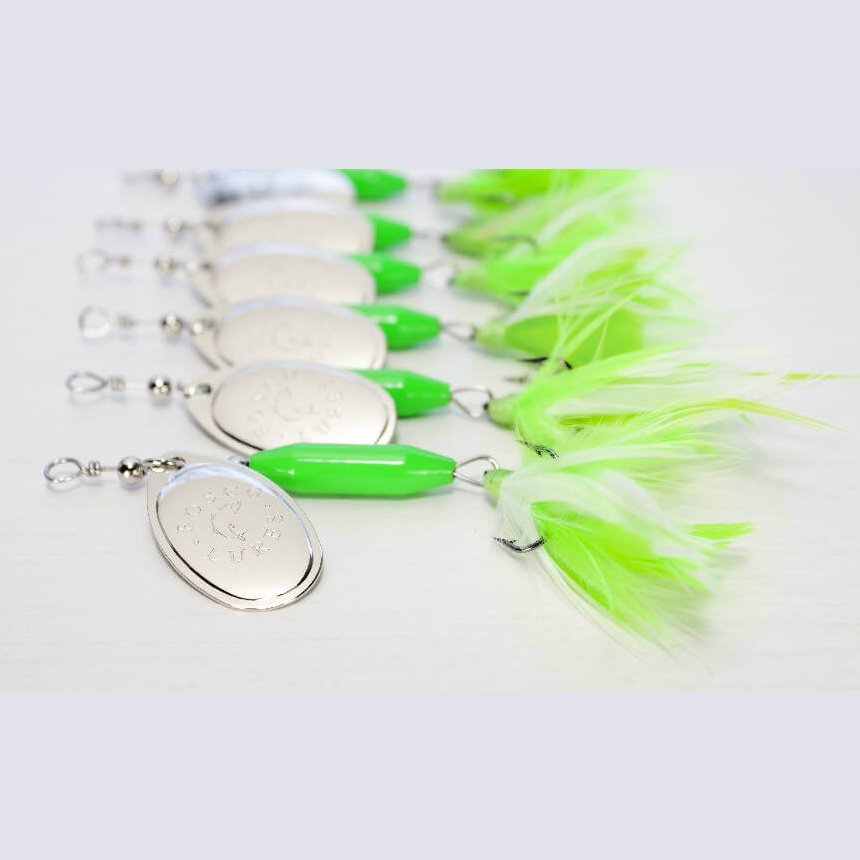 Tinkerbell Spinner • Nickel Blade • #3 • Dressed by Fosco Fishing Lures - blade,dressed,Fishing,Hand Made,spinner,Tackle,tinkerbell,water
