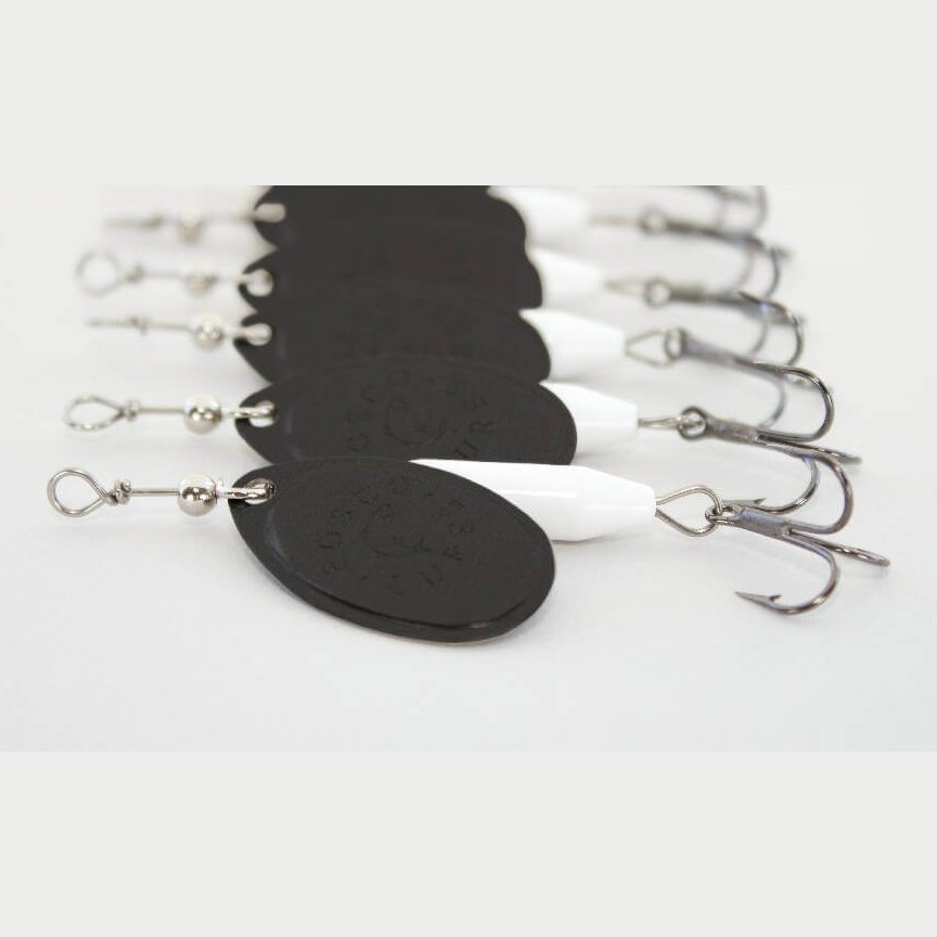White Spinner • Black Blade • #3 by Fosco Fishing Lures - Fishing,Hand Made,Tackle