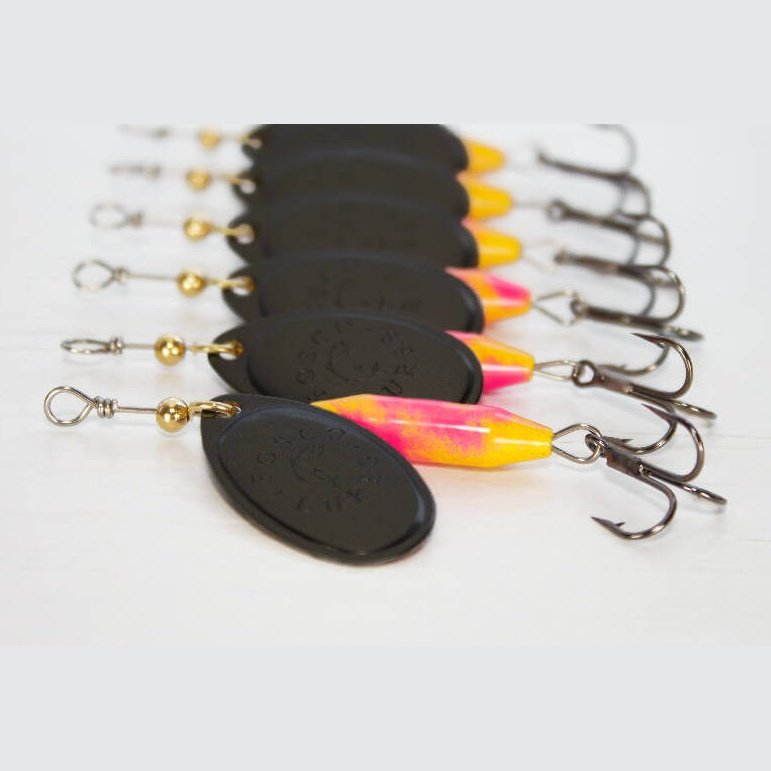 Pink Lemonade Spinner • Black Blade • #3 by Fosco Fishing Lures - Fishing,Hand Made,Tackle