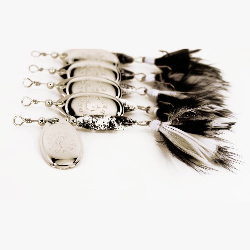 Black Molly Spinner • Nickel Blade • #3 • Dressed by Fosco Fishing Lures - black,blade,dressed,Fishing,Hand Made,spinner,Tackle,using