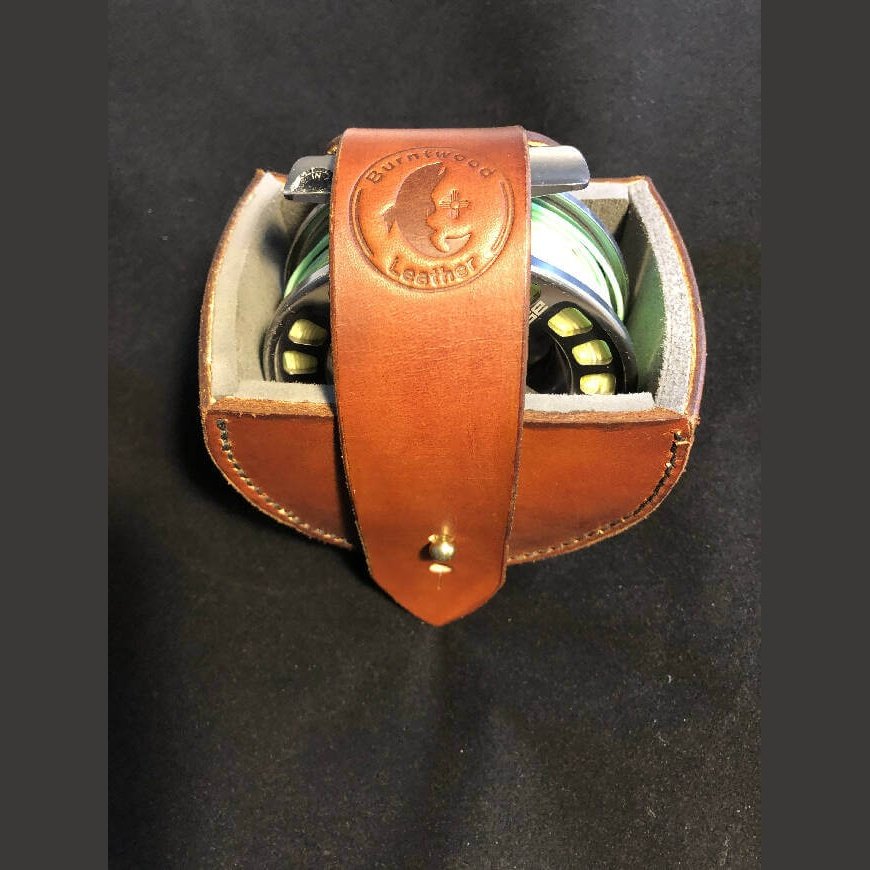 No Frills Flyreel Case by Burntwood Leather - Fishing,full grain leather,Hand Made,hand sewn,padded,Reel case,Tackle