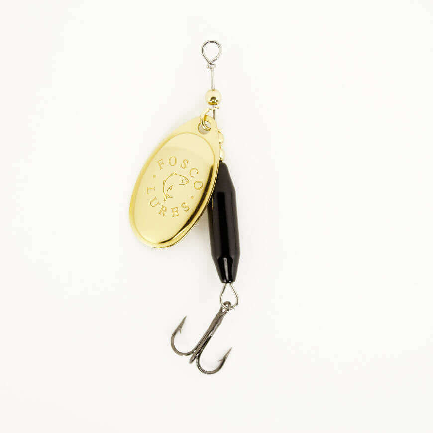 Black Spinner • Polished Brass Blade • #3 by Fosco Fishing Lures - bestsellers-resort,Fishing,Hand Made,Tackle