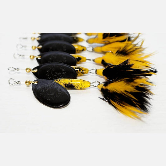 Stinger Spinner • Black Blade • #3 • Dressed by Fosco Fishing Lures - black,dressed,Fishing,Hand Made,spinner,stinger,Tackle,using