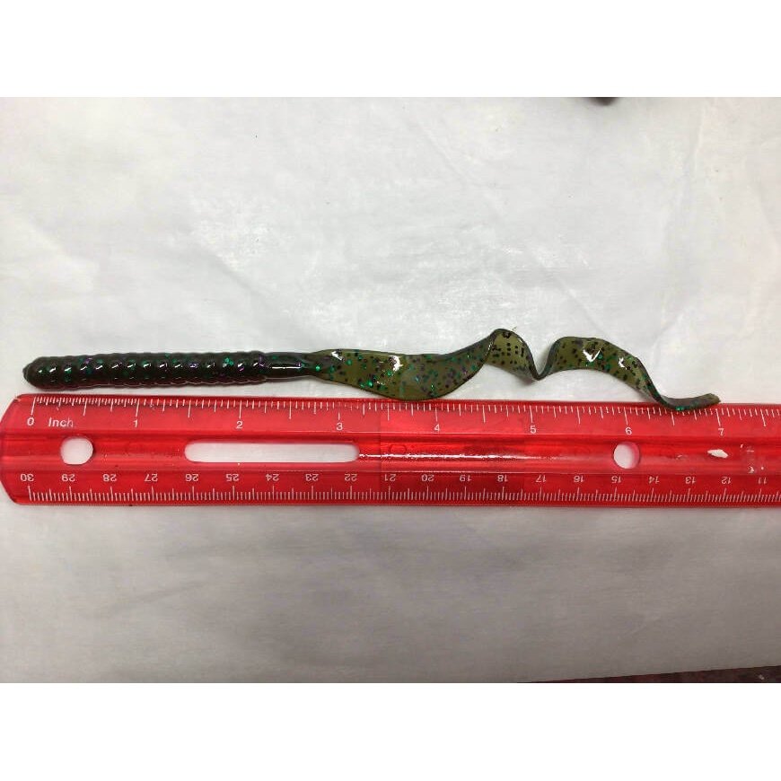 Green Pumpkin Candy 7 inch Worm by Spit or Swallow Tackle - Fishing,Hand Made,Tackle