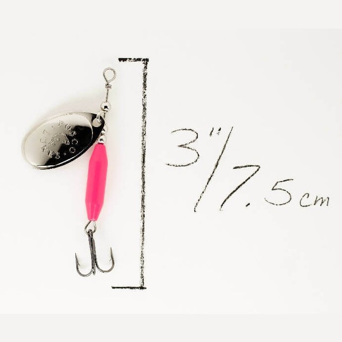 Pink Spinner • Nickel Blade • #3 by Fosco Fishing Lures - Fishing,Hand Made,Tackle