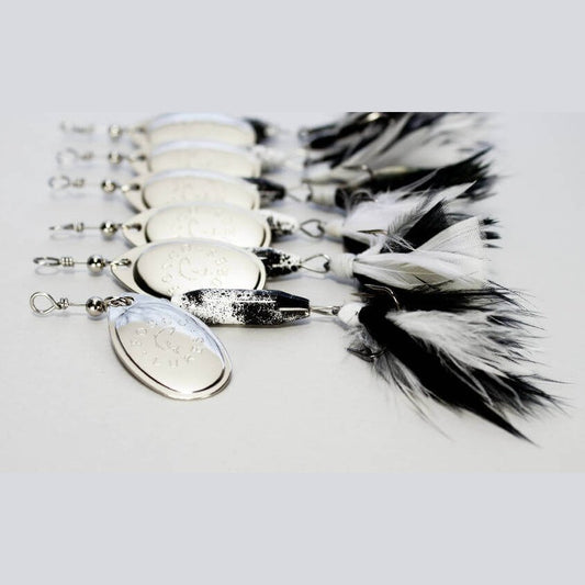 Black Molly Spinner • Nickel Blade • #3 • Dressed by Fosco Fishing Lures - black,blade,dressed,Fishing,Hand Made,spinner,Tackle,using
