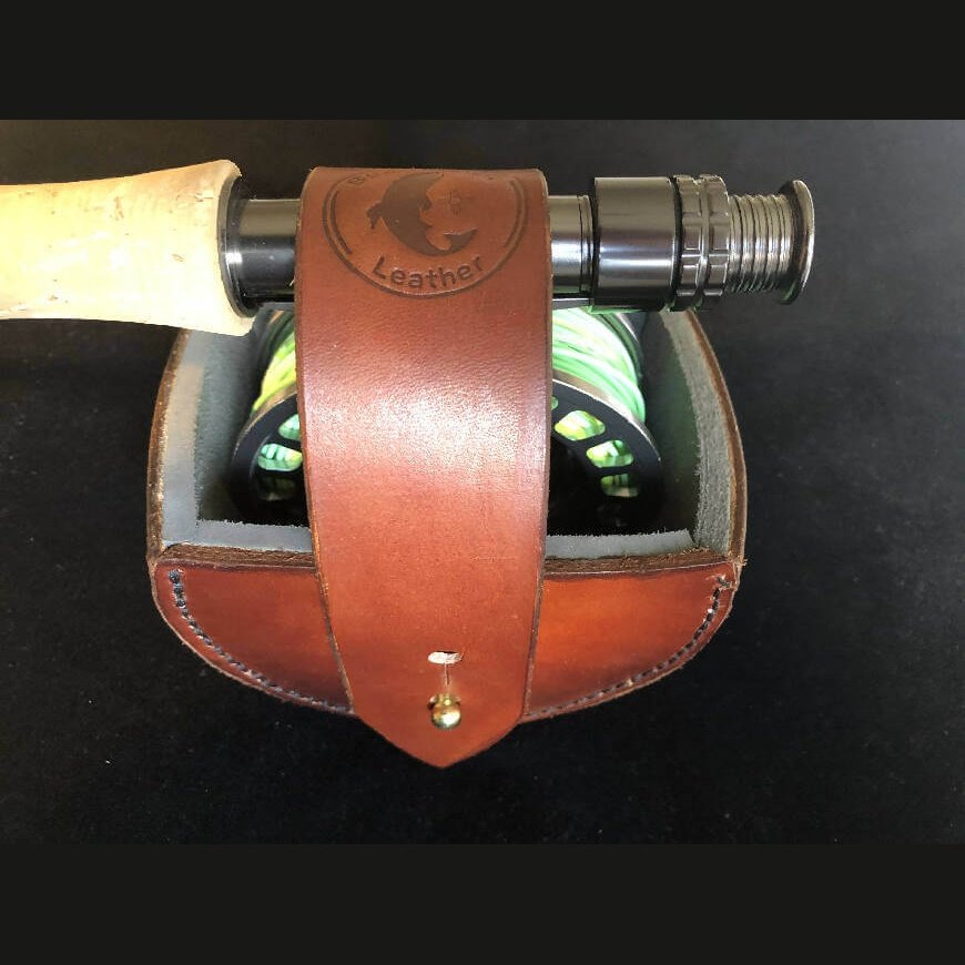 No Frills Flyreel Case by Burntwood Leather - Fishing,full grain leather,Hand Made,hand sewn,padded,Reel case,Tackle