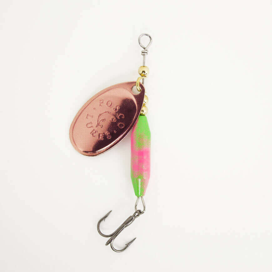 Pink Polly Spinner • Copper-printed Blade • #3-Crafty Fisherman