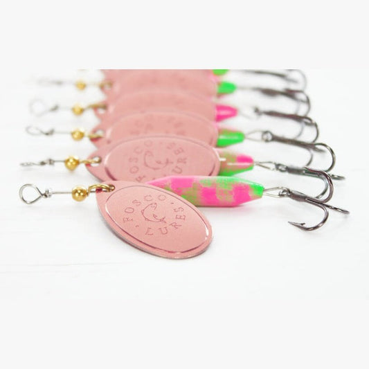 Pink Polly Spinner • Copper-printed Blade • #3 by Fosco Fishing Lures - Fishing,Hand Made,Tackle