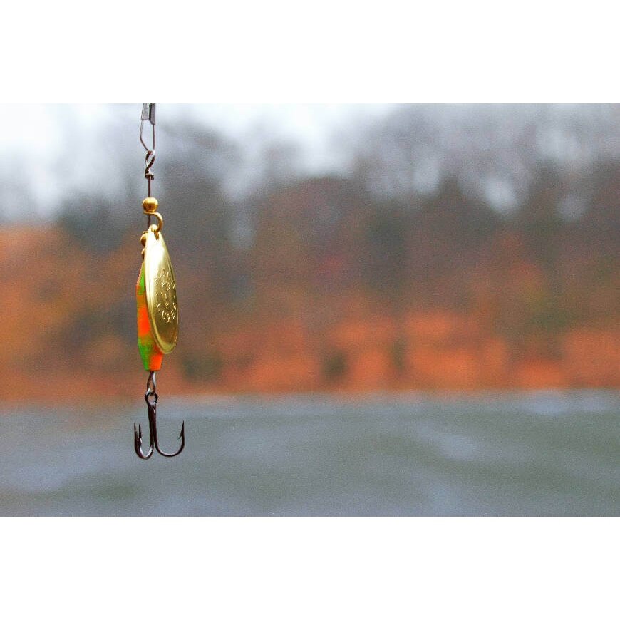 Orange Polly Spinner • Polished Brass Blade • #3 by Fosco Fishing Lures - Fishing,Hand Made,Tackle