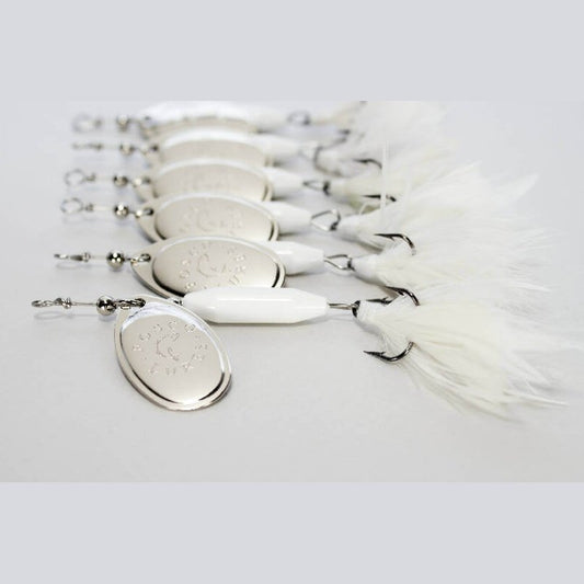 Dovetail Spinner • Nickel Blade • #3 • Dressed by Fosco Fishing Lures - blade,dovetail,dressed,Fishing,fosco,Hand Made,spinner,Tackle