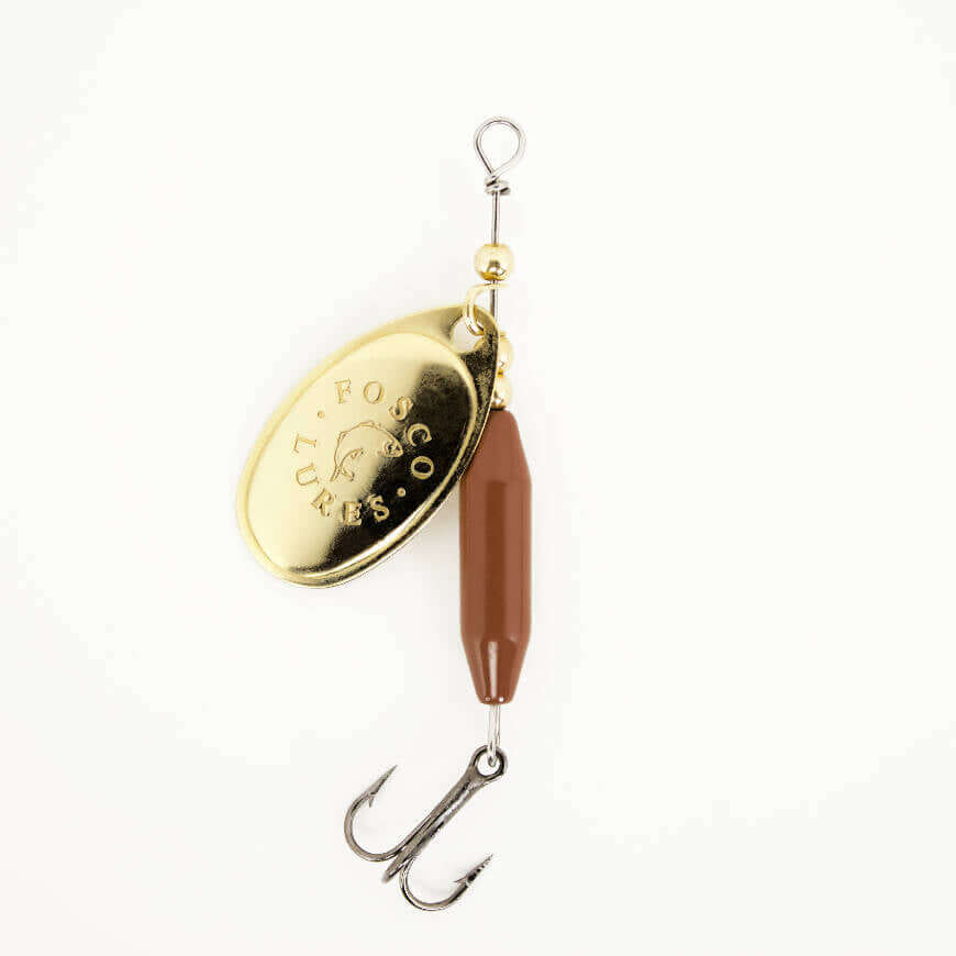 Brown Spinner • Polished Brass Blade • #3 by Fosco Fishing Lures - bestsellers-resort,Fishing,Hand Made,Tackle