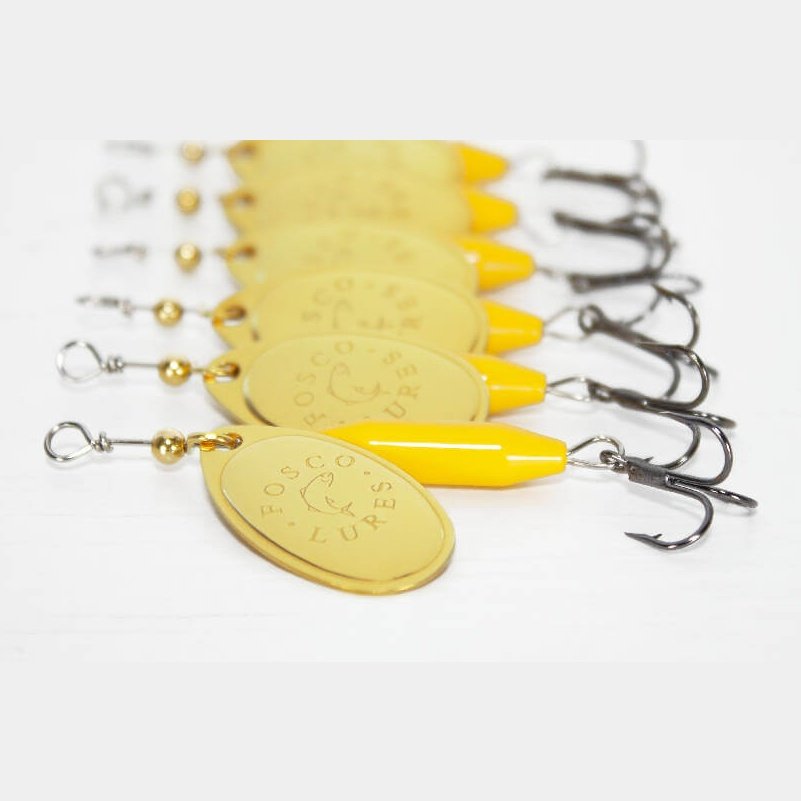 Yellow Spinner • Polished Brass Blade • #3 by Fosco Fishing Lures - Fishing,Hand Made,Tackle