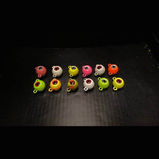 10 Painted Fluke Ear Balls Flounder Jig Head from 2oz to 8oz With 3-D Eyes-Crafty Fisherman